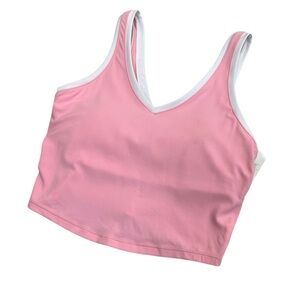 All in Motion Light Pink Contrast V-Neck Cropped Sports Bra XS NWT